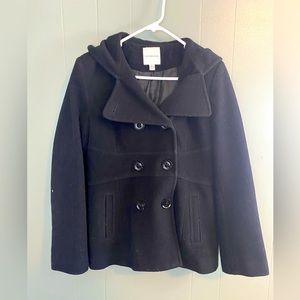 Croft&Barrow Black Hooded Women’s Pea Coat - Small